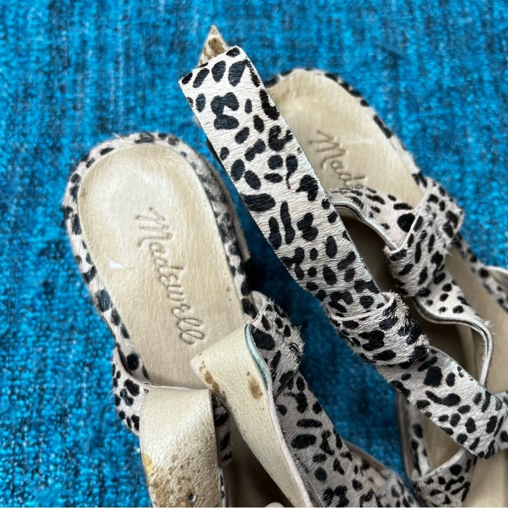 Madewell Alyssa Cheetah Print Calf Hair Sandals Tan and Black Women's Size 7.5